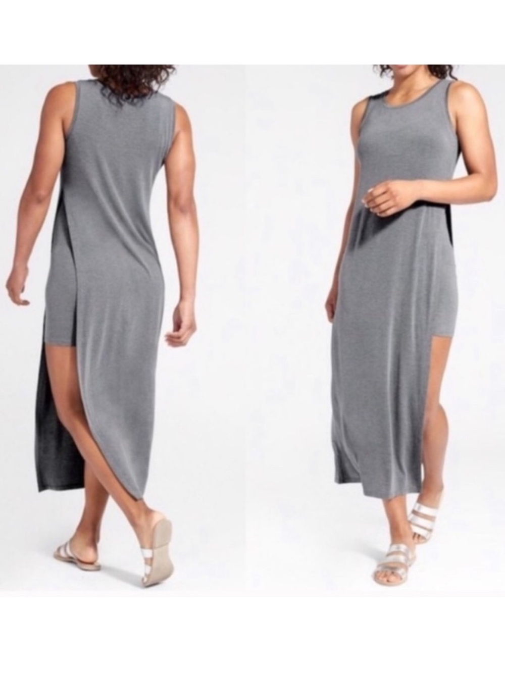 Athleta Gaia Gray Maxi Tank Style Travel Dress - Size XL